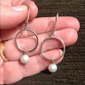 Pandora Earrings, Sterling Silver and Pearl